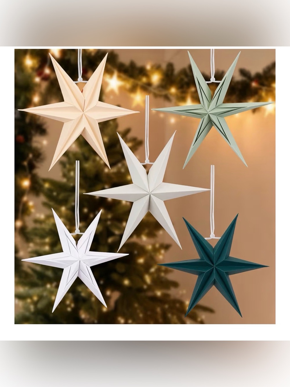Holiday Paper Star Ornaments - Assorted Neutral Colors